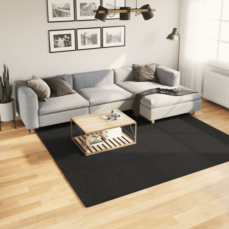 vidaXL Alfombra de pelo corto suave lavable HUARTE negro 240x240 cm vidaXL Alfombra de pelo corto suave lavable HUARTE negro 240x240 cm