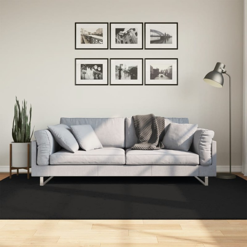 vidaXL Alfombra de pelo corto suave lavable HUARTE negro 160x230 cm vidaXL Alfombra de pelo corto suave lavable HUARTE negro 160x230 cm