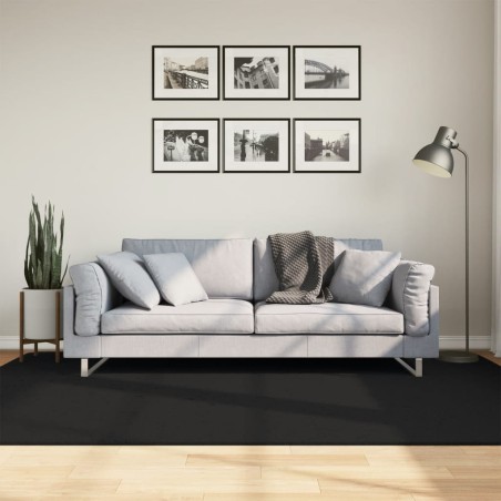 vidaXL Alfombra de pelo corto suave lavable HUARTE negro 160x230 cm
