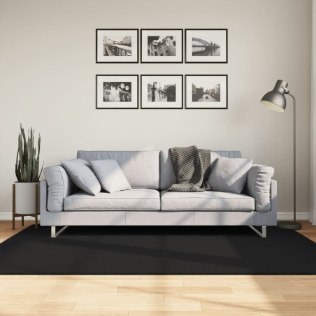 vidaXL Alfombra de pelo corto suave lavable HUARTE negro 140x200 cm