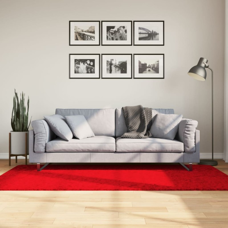 vidaXL Alfombra de pelo corto suave lavable HUARTE rojo 100x200 cm