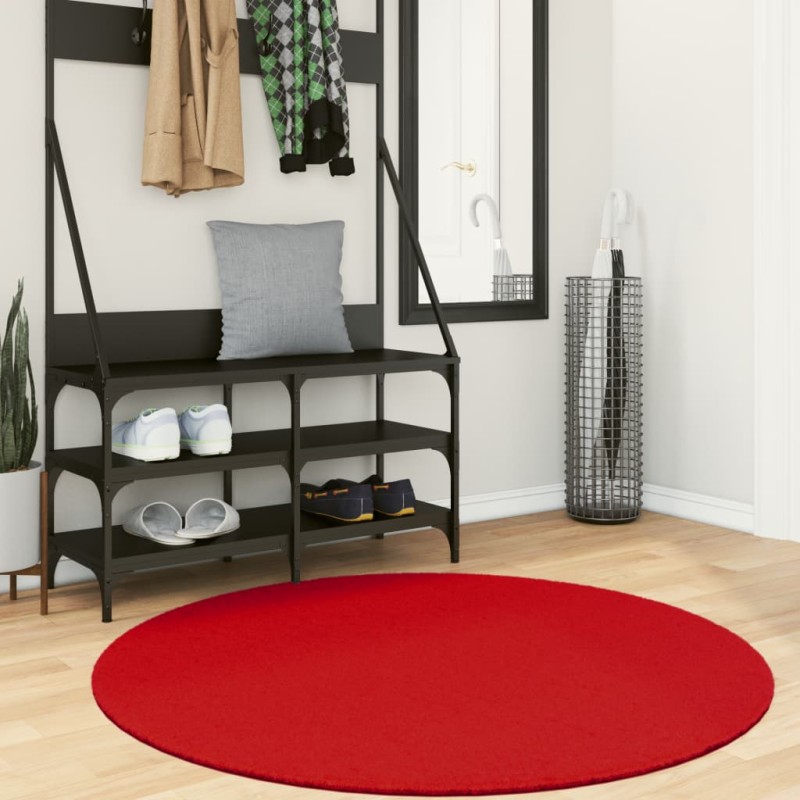 vidaXL Alfombra de pelo corto suave lavable HUARTE rojo Ø 120 cm vidaXL Alfombra de pelo corto suave lavable HUARTE rojo Ø 120 cm