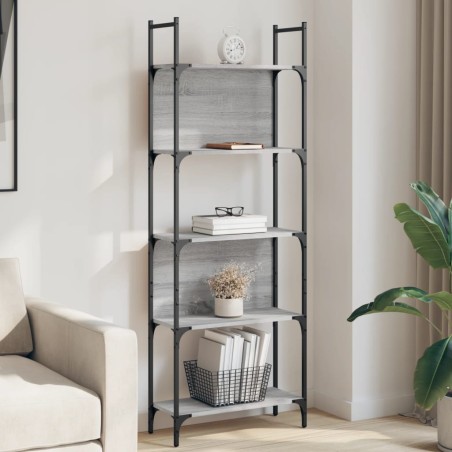 vidaXL Librería de 5 estantes madera gris Sonoma 60,5x24x166,5 cm