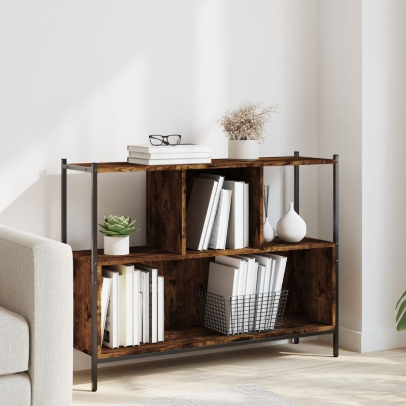 vidaXL Estantería madera de ingeniería roble ahumado 102x28x77,5 cm vidaXL Estantería madera de ingeniería roble ahumado 102x28x77,5 cm