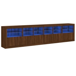 vidaXL Aparador con luces LED roble marrón 283x37x67 cm