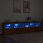 vidaXL Aparador con luces LED roble marrón 283x37x67 cm vidaXL Aparador con luces LED roble marrón 283x37x67 cm
