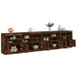 vidaXL Aparador con luces LED roble ahumado 283x37x67 cm vidaXL Aparador con luces LED roble ahumado 283x37x67 cm