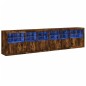 vidaXL Aparador con luces LED roble ahumado 283x37x67 cm vidaXL Aparador con luces LED roble ahumado 283x37x67 cm