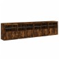 vidaXL Aparador con luces LED roble ahumado 283x37x67 cm vidaXL Aparador con luces LED roble ahumado 283x37x67 cm
