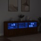 vidaXL Aparador con luces LED roble marrón 181,5x37x67 cm vidaXL Aparador con luces LED roble marrón 181,5x37x67 cm
