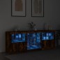 vidaXL Aparador con luces LED roble ahumado 181,5x37x67 cm