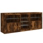 vidaXL Aparador con luces LED roble ahumado 181,5x37x67 cm