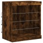 vidaXL Aparador con luces LED roble ahumado 181,5x37x67 cm