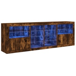 vidaXL Aparador con luces LED roble ahumado 202x37x67 cm