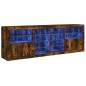 vidaXL Aparador con luces LED roble ahumado 202x37x67 cm
