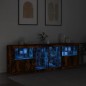 vidaXL Aparador con luces LED roble ahumado 202x37x67 cm