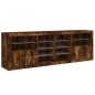 vidaXL Aparador con luces LED roble ahumado 202x37x67 cm