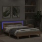 vidaXL Estructura de cama cabecero y luces LED roble Sonoma 150x200 cm vidaXL Estructura de cama cabecero y luces LED roble Sonoma 150x200 cm