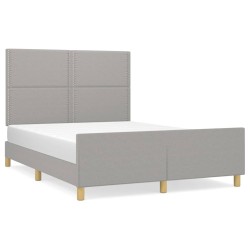 vidaXL Estructura de cama con cabecero de tela gris claro 140x190 cm