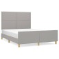 vidaXL Estructura de cama con cabecero de tela gris claro 140x190 cm