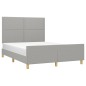 vidaXL Estructura de cama con cabecero de tela gris claro 140x190 cm