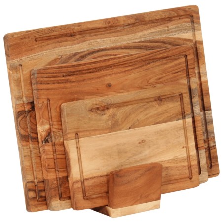 vidaXL Juego tablas de cortar con soporte 3 pzas madera maciza acacia