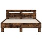 vidaXL Cama con cabecero madera de ingeniería roble ahumado 120x200 cm vidaXL Cama con cabecero madera de ingeniería roble ahumado 120x200 cm