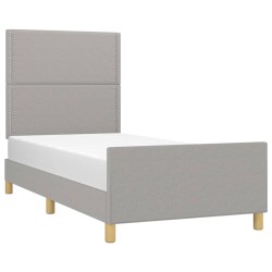 vidaXL Estructura de cama con cabecero de tela gris claro 80x200 cm