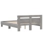 vidaXL Cama con cabecero madera de ingeniería gris Sonoma 135x190 cm