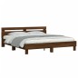 vidaXL Cama con cabecero madera de ingeniería marrón roble 160x200 cm vidaXL Cama con cabecero madera de ingeniería marrón roble 160x200 cm