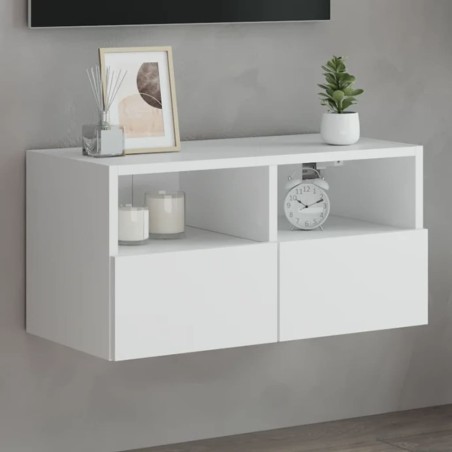 vidaXL Mueble de TV de pared madera de ingeniería blanco 60x30x30 cm