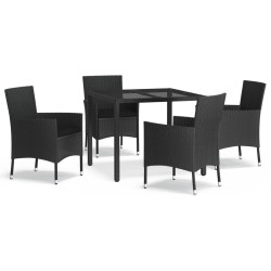 vidaXL Set de muebles jardín 5 pzas con cojines ratán sintético negro