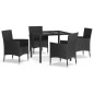 vidaXL Set de muebles jardín 5 pzas con cojines ratán sintético negro