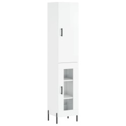 vidaXL Aparador alto madera contrachapada blanco brillo 34,5x34x180 cm