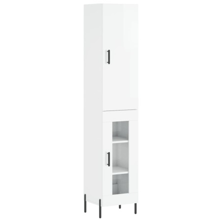 vidaXL Aparador alto madera contrachapada blanco brillo 34,5x34x180 cm