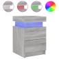 vidaXL Mesita de noche con luces LED gris Sonoma 35x39x55 cm vidaXL Mesita de noche con luces LED gris Sonoma 35x39x55 cm
