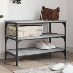 vidaXL Banco zapatero madera de ingeniería gris Sonoma 70x38,5x49 cm
