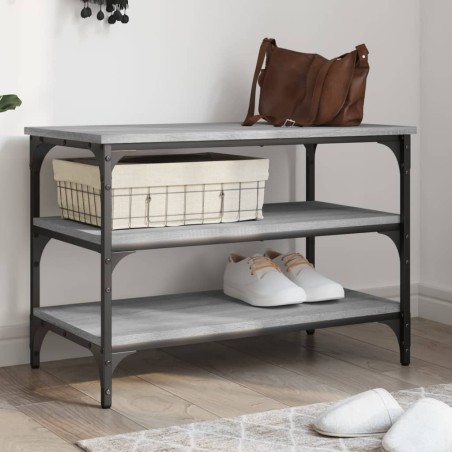 vidaXL Banco zapatero madera de ingeniería gris Sonoma 70x38,5x49 cm