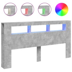 vidaXL Cabecero LED madera ingeniería gris hormigón 200x18,5x103,5 cm