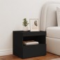 vidaXL Mesita de noche con luces LED negro 50x40x45 cm