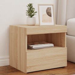 vidaXL Mesita de noche con luces LED roble Sonoma 50x40x45 cm