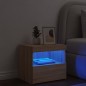 vidaXL Mesita de noche con luces LED roble Sonoma 50x40x45 cm vidaXL Mesita de noche con luces LED roble Sonoma 50x40x45 cm