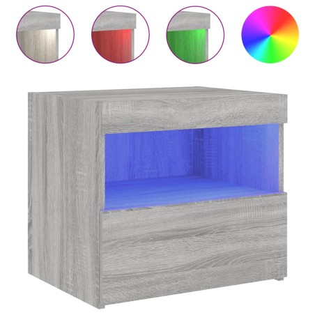 vidaXL Mesita de noche con luces LED gris Sonoma 50x40x45 cm