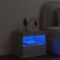 vidaXL Mesita de noche con luces LED gris Sonoma 50x40x45 cm vidaXL Mesita de noche con luces LED gris Sonoma 50x40x45 cm