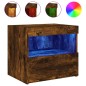 vidaXL Mesita de noche con luces LED roble ahumado 50x40x45 cm vidaXL Mesita de noche con luces LED roble ahumado 50x40x45 cm