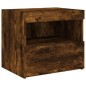 vidaXL Mesita de noche con luces LED roble ahumado 50x40x45 cm vidaXL Mesita de noche con luces LED roble ahumado 50x40x45 cm