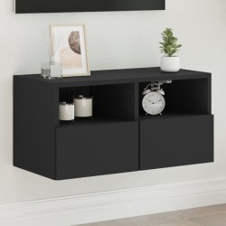 vidaXL Mueble de TV de pared madera de ingeniería negro 60x30x30 cm