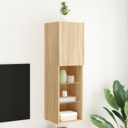 vidaXL Mueble para TV con luces LED roble Sonoma 30,5x30x102 cm