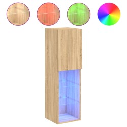 vidaXL Mueble para TV con luces LED roble Sonoma 30,5x30x102 cm