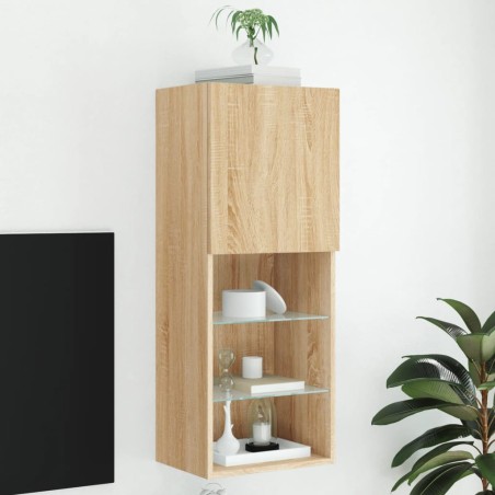 vidaXL Mueble para TV con luces LED roble Sonoma 40,5x30x102 cm